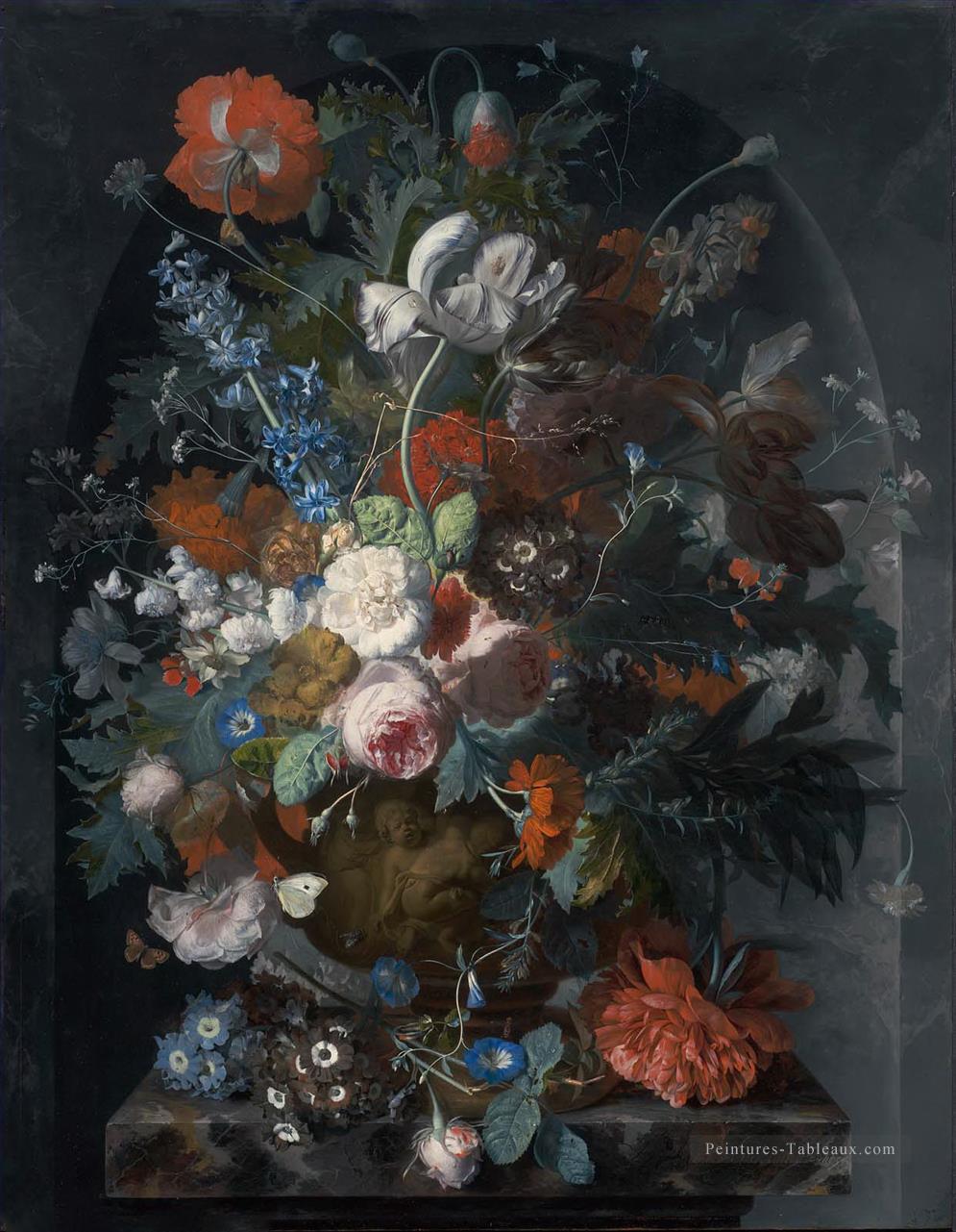 Vase de fleurs dans une niche Jan van Huysum Peintures à l'huile